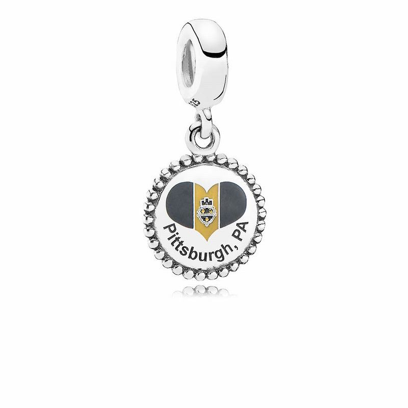 Pandora Pittsburgh Flag Dangle Charm - Sterling Silver - Canada | AK5637CK